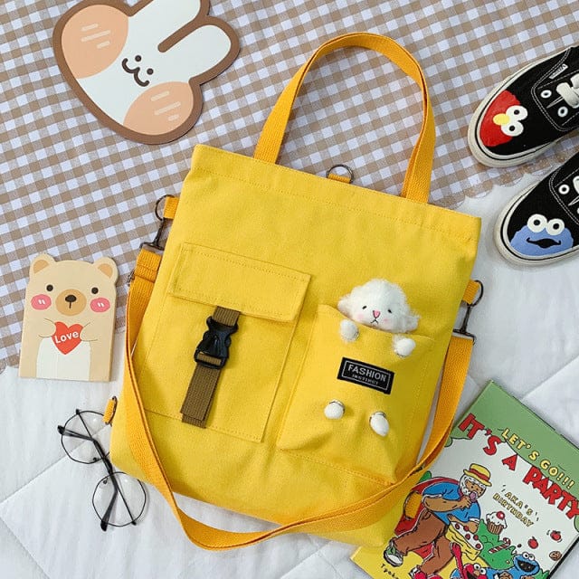 Kawaii Travel Tote Shopping Bag Yellow Sheep Pendant Bags The Kawaii Shoppu