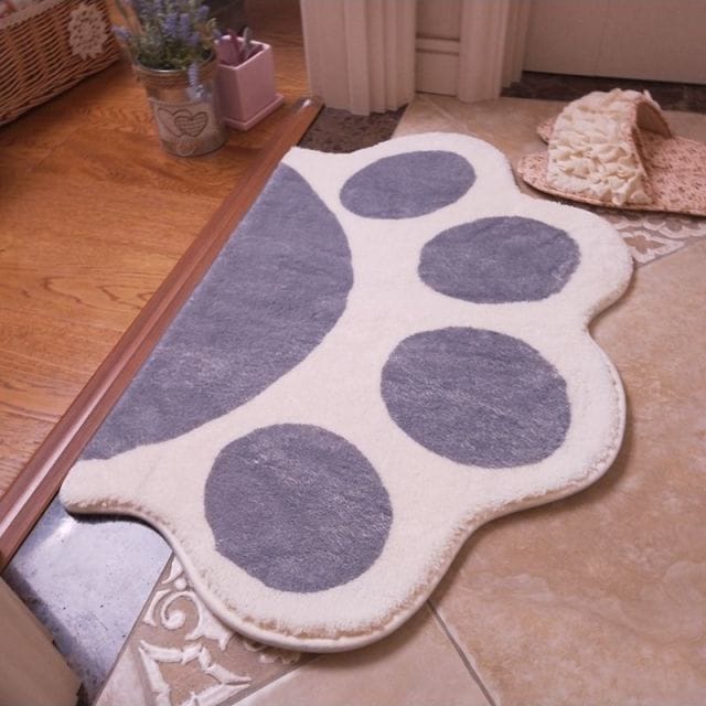 Kitty Paw Floor Carpet Gray 600x900MM Decor The Kawaii Shoppu