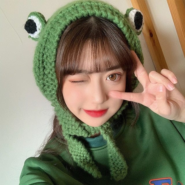 Knitted Froggy Hat Green 56-59cm Fashion The Kawaii Shoppu