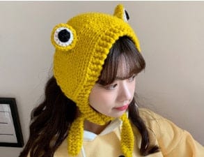 Knitted Froggy Hat Yellow 56-59cm Fashion The Kawaii Shoppu