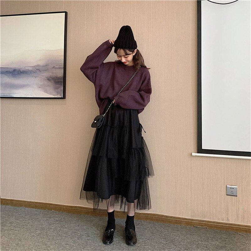 Korean Style Midi Mesh Skirt – The Kawaii Shoppu
