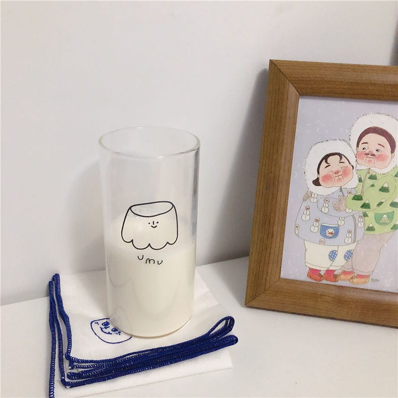 Korean Style UmU Ghost Glass Cup with Straw Drinkware The Kawaii Shoppu