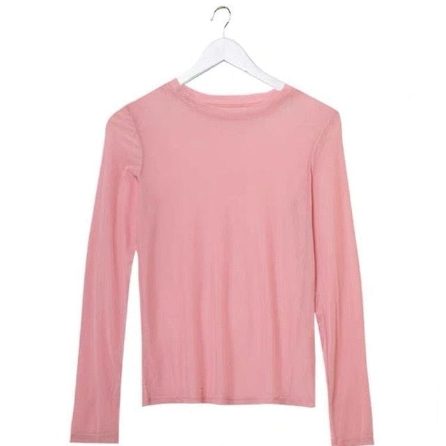 Long Sleeve Kawaii Print Top solid pink One Size Fashion The Kawaii Shoppu