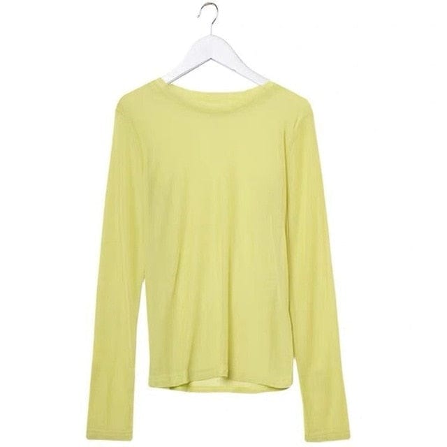 Long Sleeve Kawaii Print Top solid yellow One Size Fashion The Kawaii Shoppu