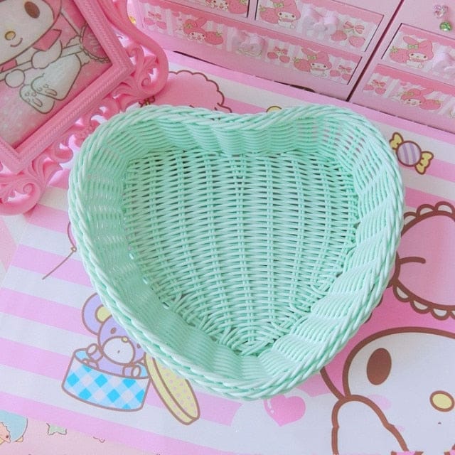 Love Heart Shape Basket Green Decor The Kawaii Shoppu