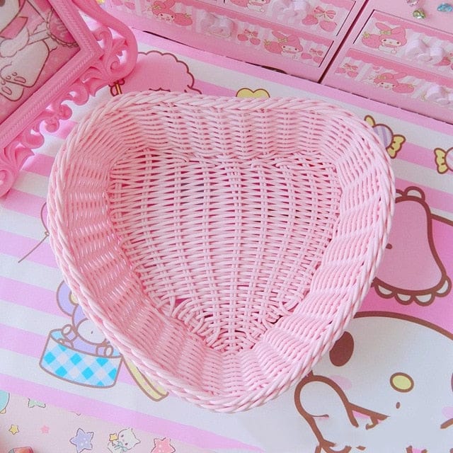 Love Heart Shape Basket Pink Decor The Kawaii Shoppu