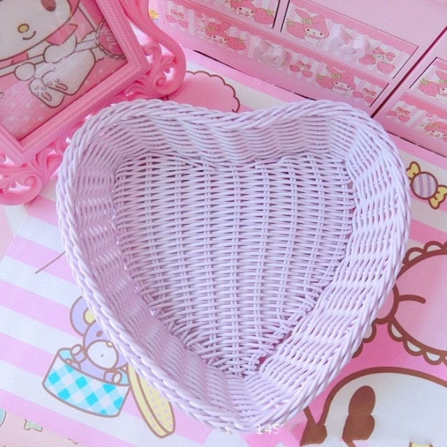 Love Heart Shape Basket Purple Decor The Kawaii Shoppu