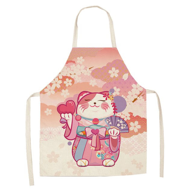 Lucky Cat Chef Kitchen Apron Benzaiten 55X68CM Clothing and Accessories The Kawaii Shoppu