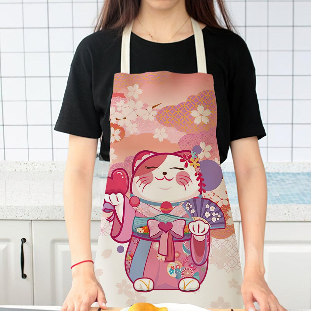 Lucky Cat Chef Kitchen Apron Clothing and Accessories The Kawaii Shoppu