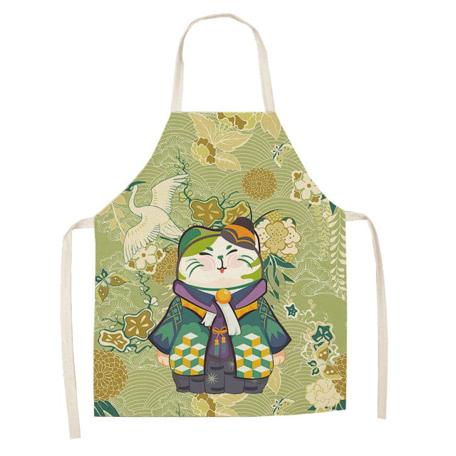 Lucky Cat Chef Kitchen Apron Fukurokuju 55X68CM Clothing and Accessories The Kawaii Shoppu
