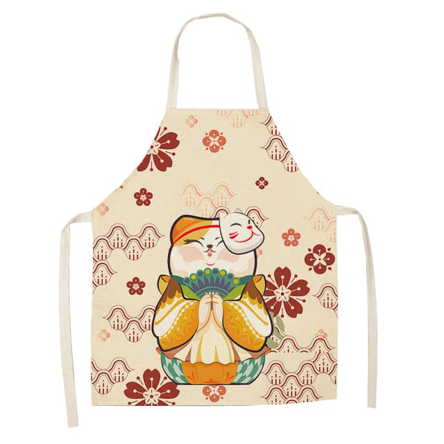 Lucky Cat Chef Kitchen Apron Kitsune Mask Lucky Cat 55X68CM Clothing and Accessories The Kawaii Shoppu