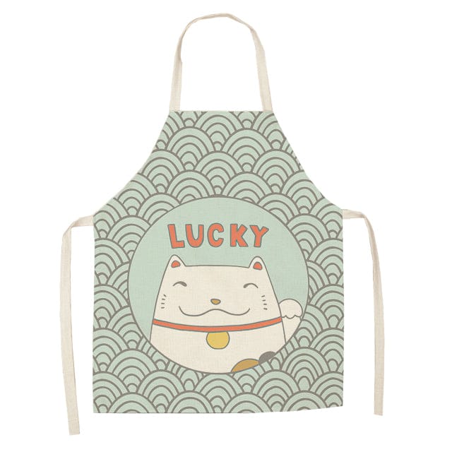 Lucky Cat Chef Kitchen Apron Lucky 55X68CM Clothing and Accessories The Kawaii Shoppu