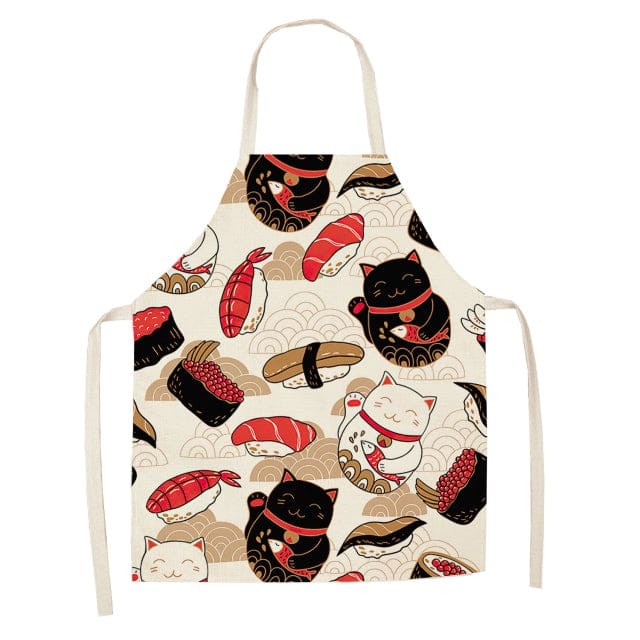 Lucky Cat Chef Kitchen Apron Sushi 55X68CM Clothing and Accessories The Kawaii Shoppu