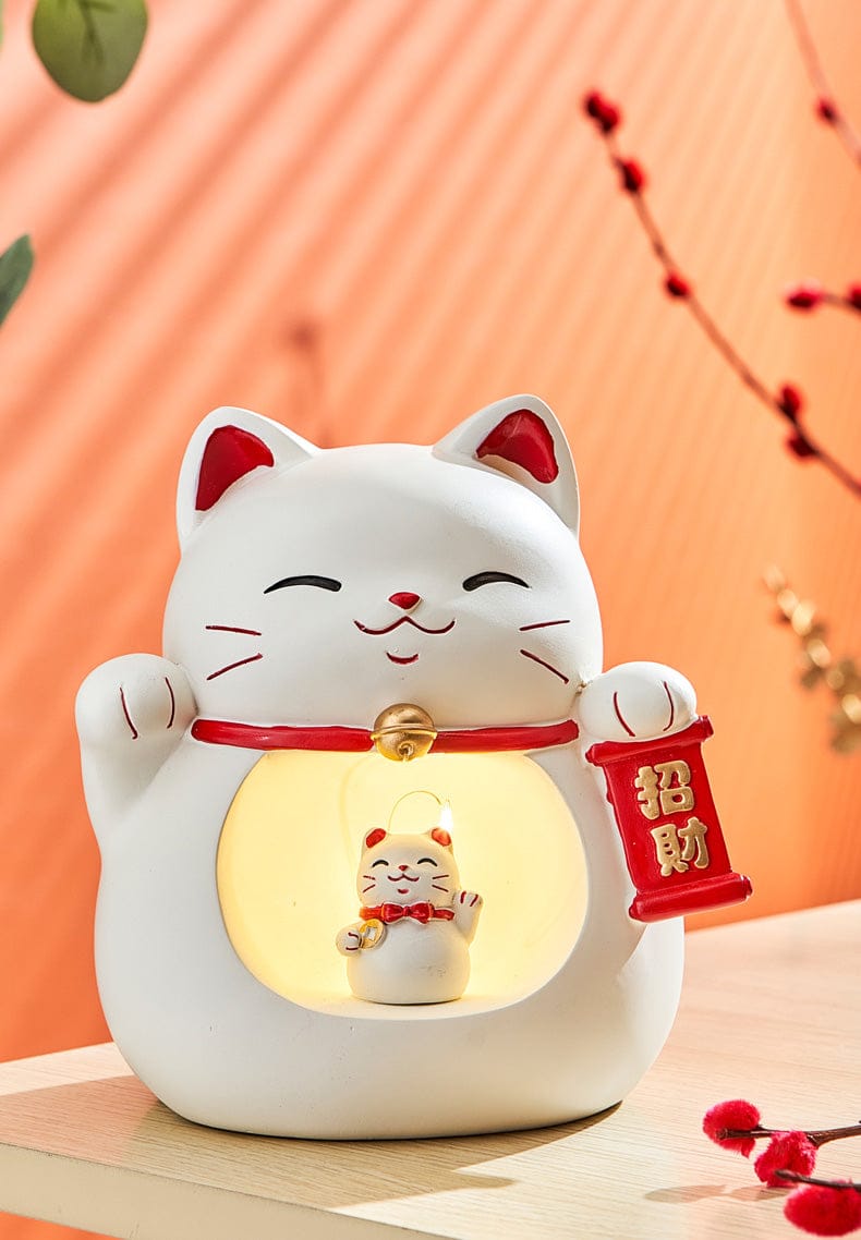 Welcoming Cat, Mini Chinese Waving Cat Maneki Neko Fortune Lucky Fortune  Cat Japanese Lucky Cat Cute Cat Decor Good Luck Wealth Cats(04)
