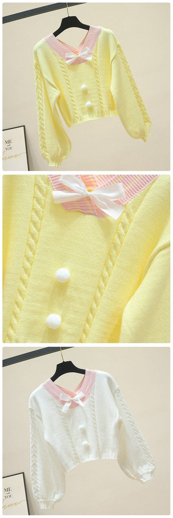 Lucy Lou Knit Crop Sweater One Size Fashion The Kawaii Shoppu