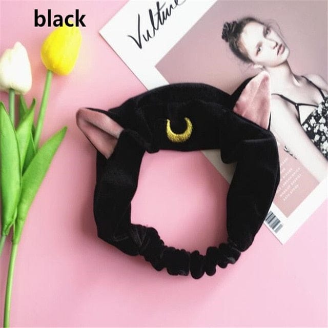 Luna Cat Head Band black null The Kawaii Shoppu