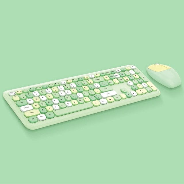 Macaron Wireless Keyboard and Mouse Set Green 3C The Kawaii Shoppu