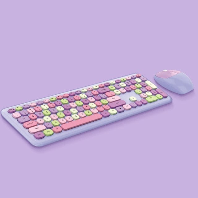 Macaron Wireless Keyboard and Mouse Set purple 3C The Kawaii Shoppu