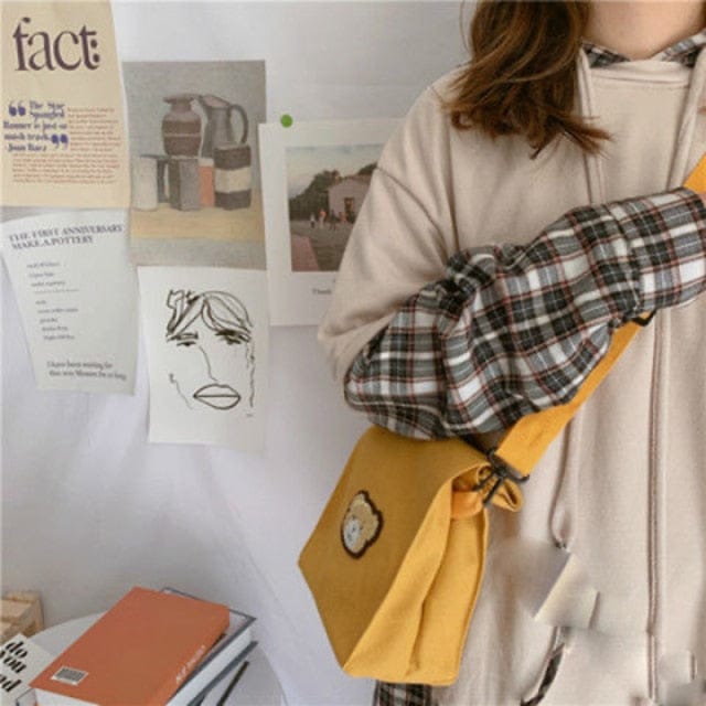 Mini Bear Canvas Bag yellow Bags The Kawaii Shoppu