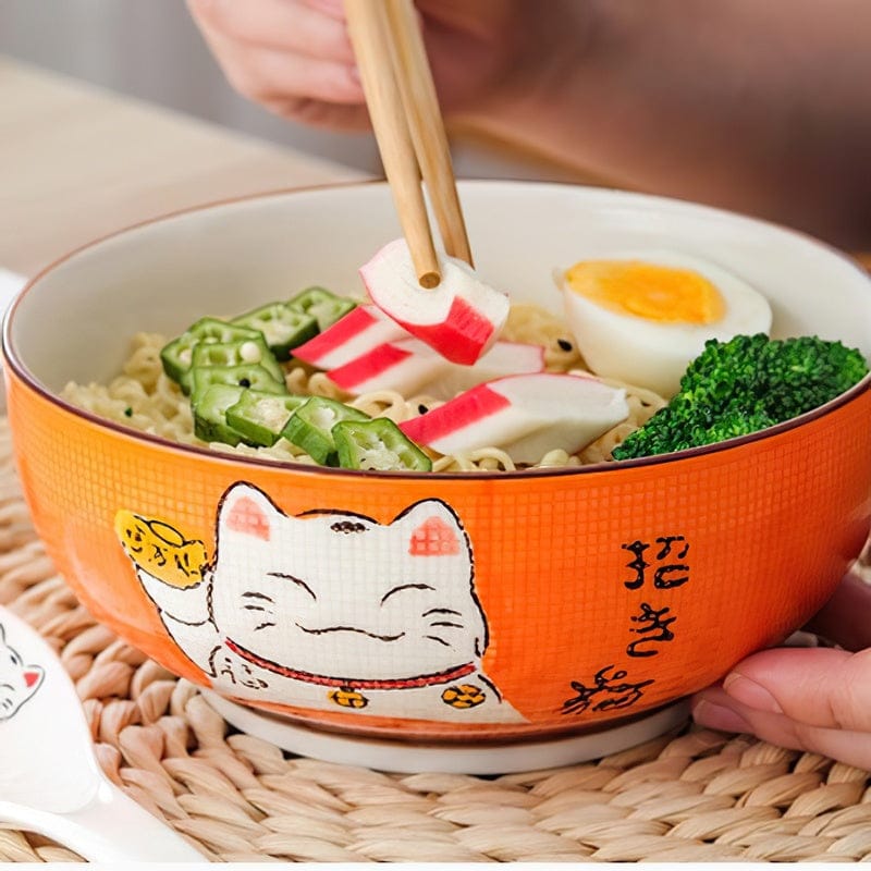 Multi-size Japanese Lucky Cat Round Ceramic Bowl Kitchen The Kawaii Shoppu