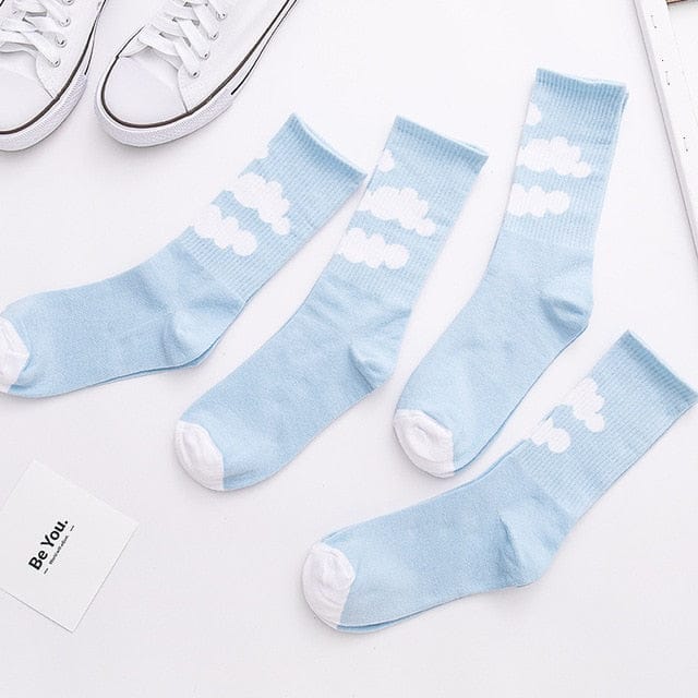 Pastel Blue Cloud Socks Fashion The Kawaii Shoppu