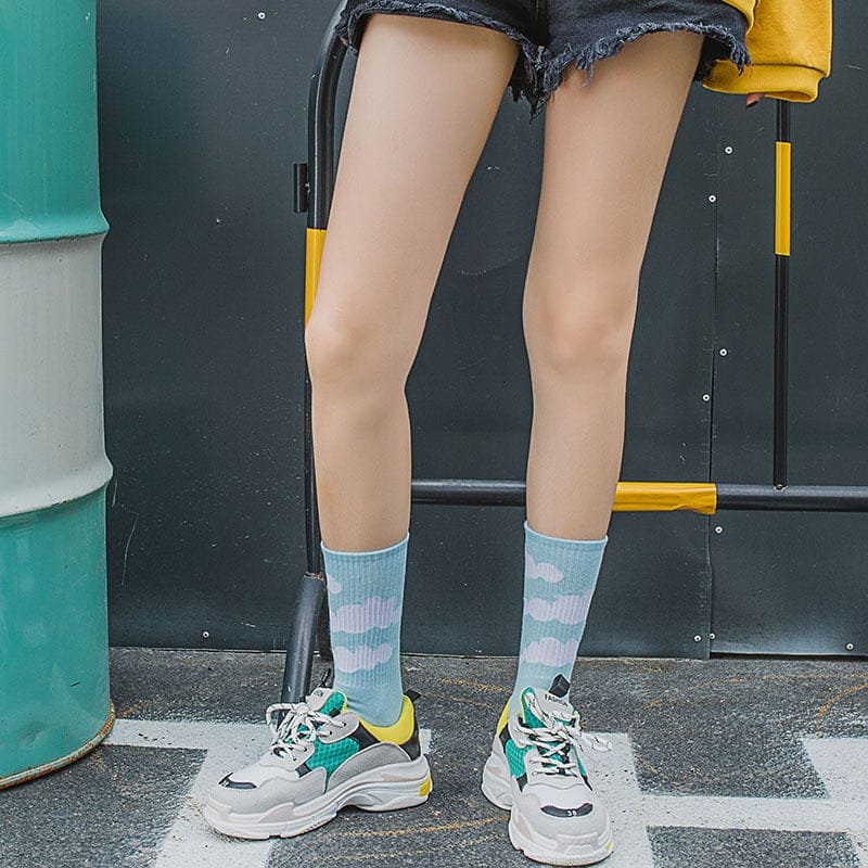 Pastel Blue Cloud Socks Fashion The Kawaii Shoppu