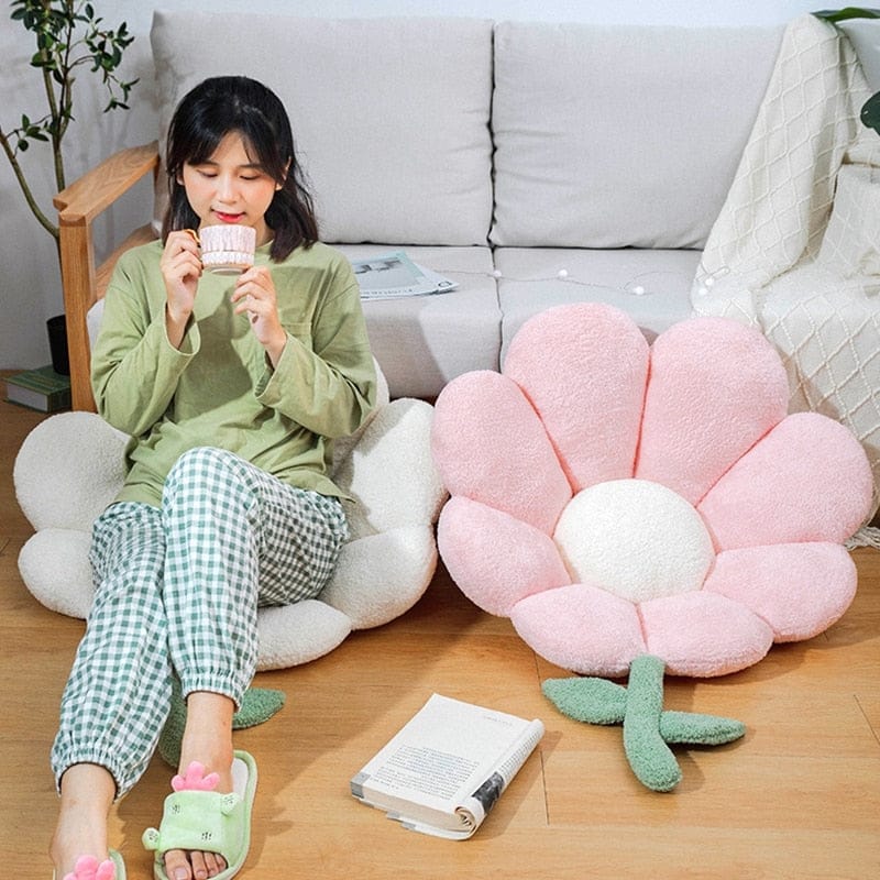 Pastel Flower Daisy Plush Chair Cushion Pillow Home & Kitchen The Kawaii Shoppu