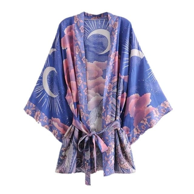 Pastel Moon Kimono Blue L Fashion The Kawaii Shoppu