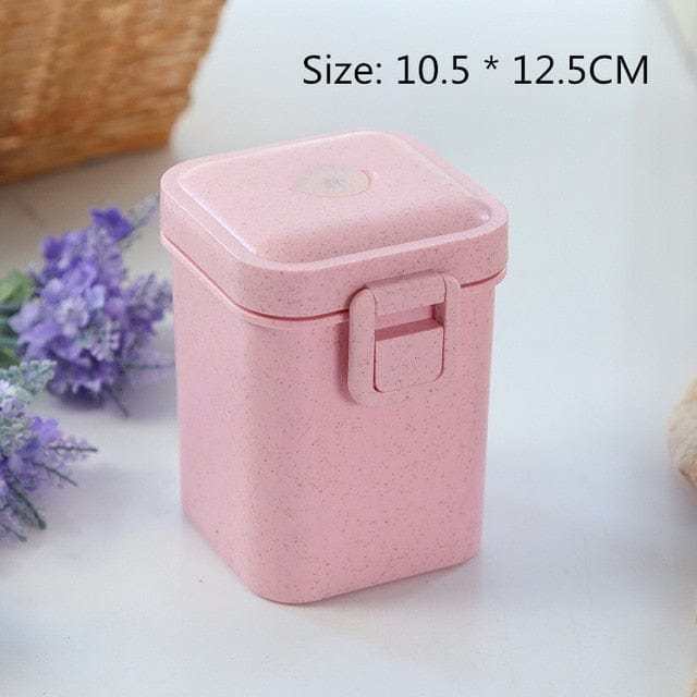 Pastel Wheat Straw Lunch Box 3 Layers Food Cube - Pink Bento The Kawaii Shoppu
