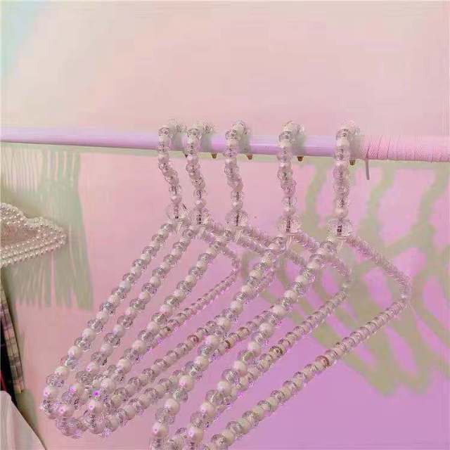 Pearlescent / Clear Plastic Clothes Hanger 1 pcs Crystal pearl hanger Accessory The Kawaii Shoppu
