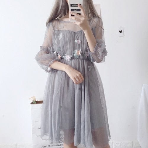 Phillipa Fairy Dreams Lace Dress One Size gray dress One Size Fashion The Kawaii Shoppu