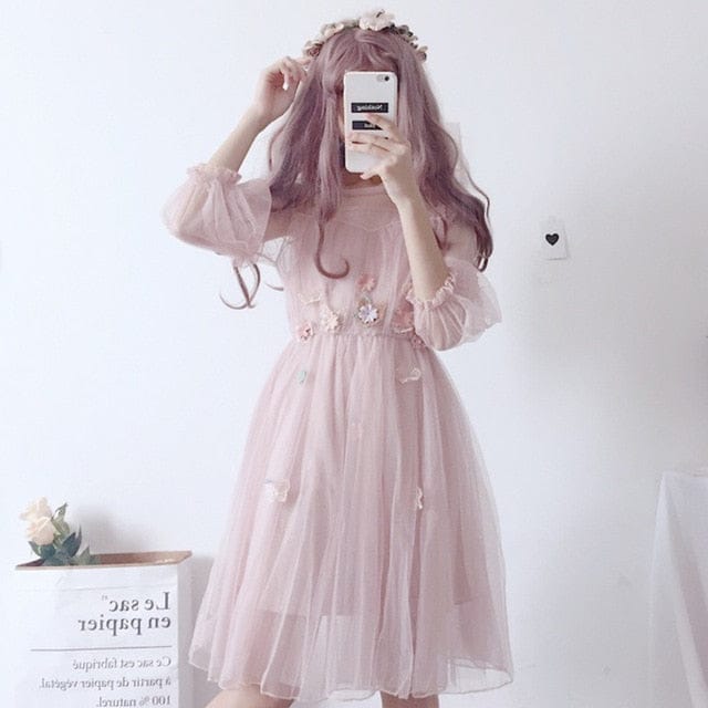 Phillipa Fairy Dreams Lace Dress One Size pink dress One Size Fashion The Kawaii Shoppu
