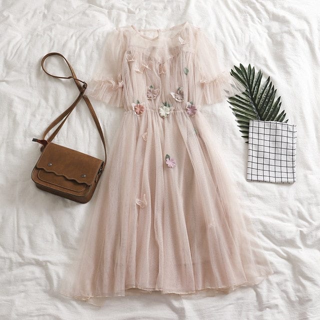 Phillipa Fairy Dreams Lace Dress One Size pink short sleeve One Size Fashion The Kawaii Shoppu