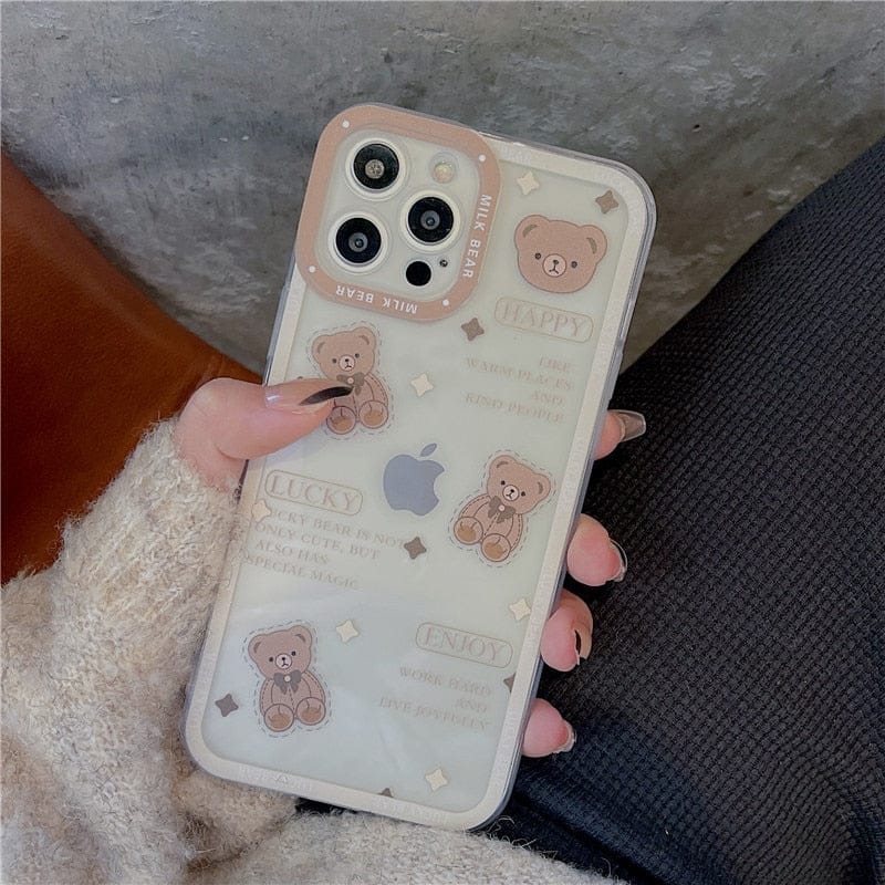 Cute Bear Star Samsung Phone Case With Charm Clear Hard Case 