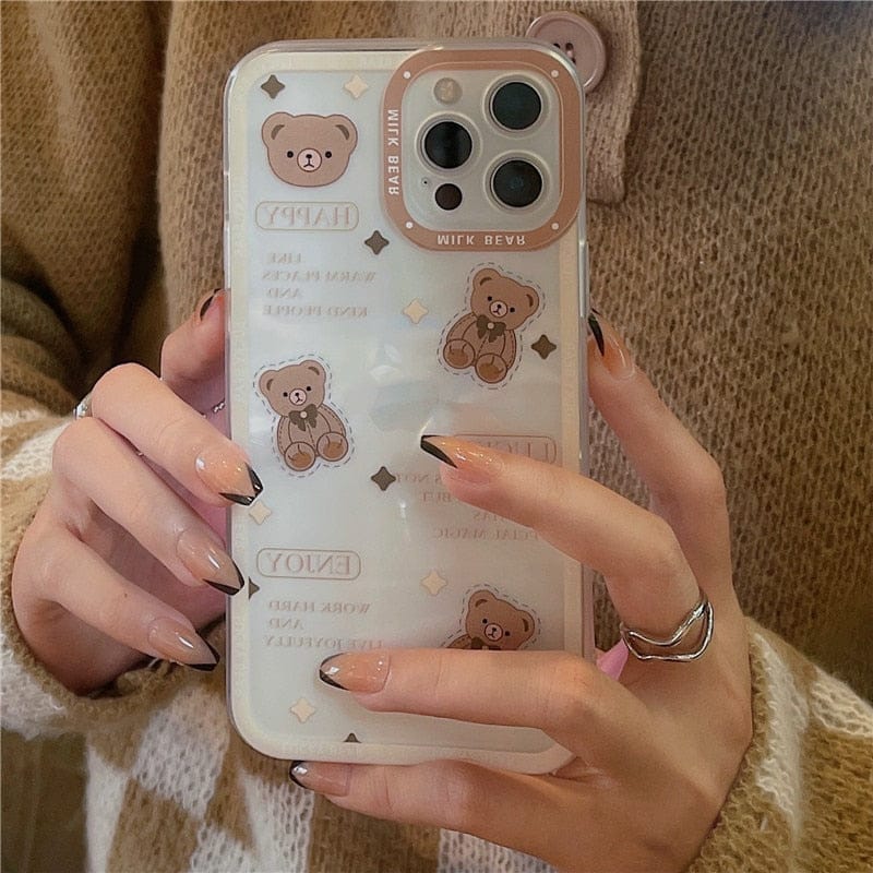 Retro chocolate bear art transparent Phone Case For iPhone Bear Phone Cases & Covers The Kawaii Shoppu