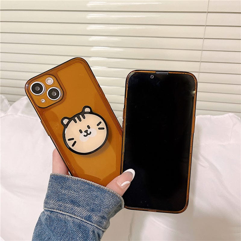 Retro Kawaii Puppy Cat Bracket Chocolate Clear Phone Case For iPhone Phone Cases & Covers The Kawaii Shoppu