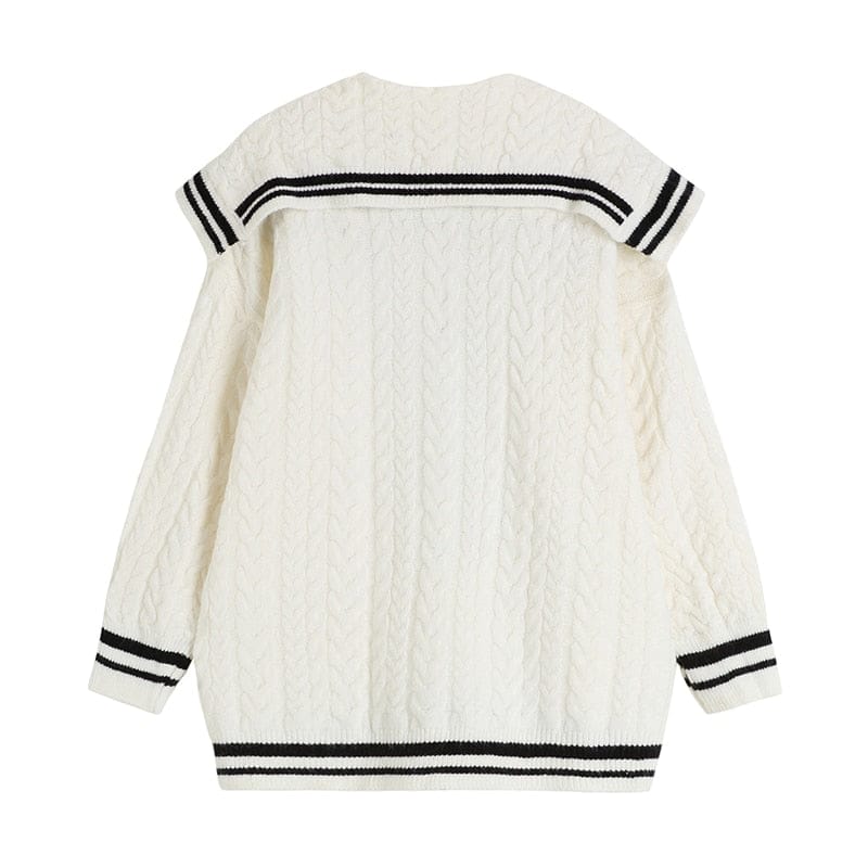 Sailor Collar Knitted Kawaii Oversize Pullover Off White Clothing and Accessories The Kawaii Shoppu