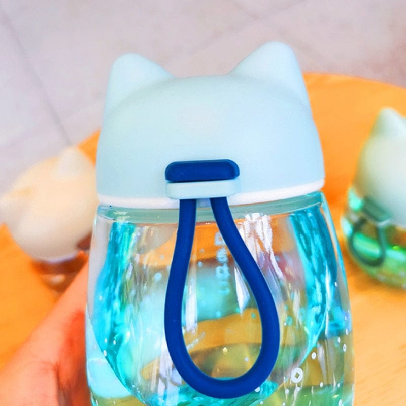 Kawaii Cat Boba Glass Water Bottle - Kawaii Fashion Shop