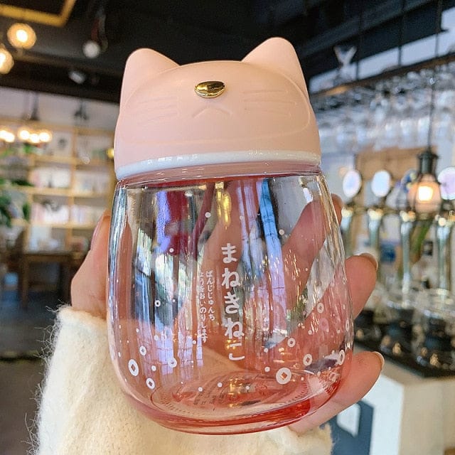 Sakura Cat Water Bottle pink null The Kawaii Shoppu