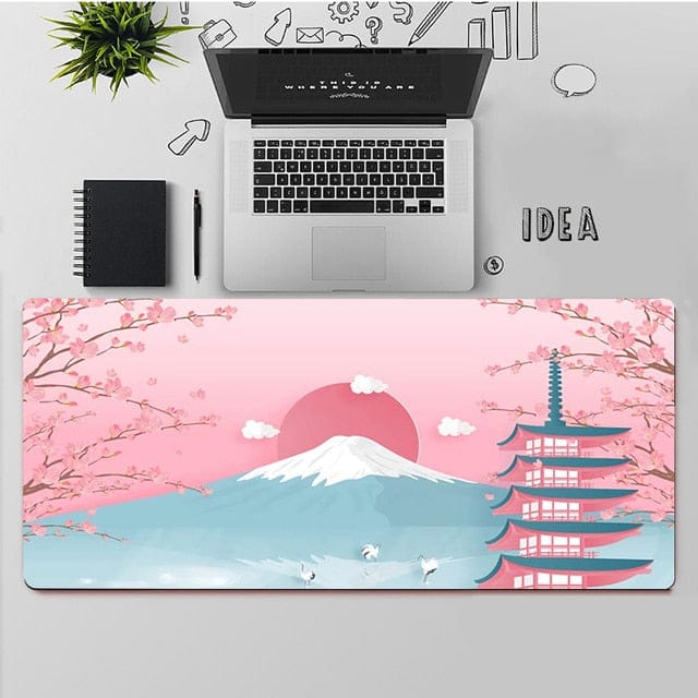 Sakura Mountain Desk Mat Mountain Desk Pad 30x80cm Decor The Kawaii Shoppu
