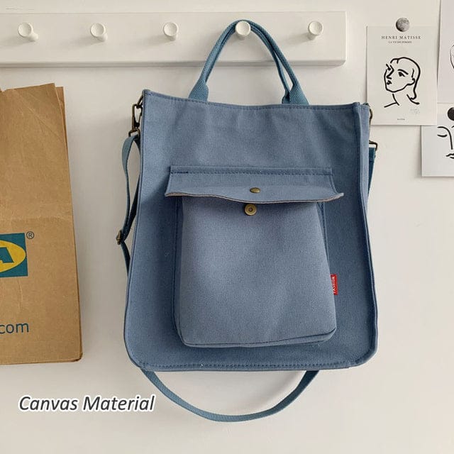 Shoppu Living Corduroy Shopping Bag Canvas Blue Bags The Kawaii Shoppu