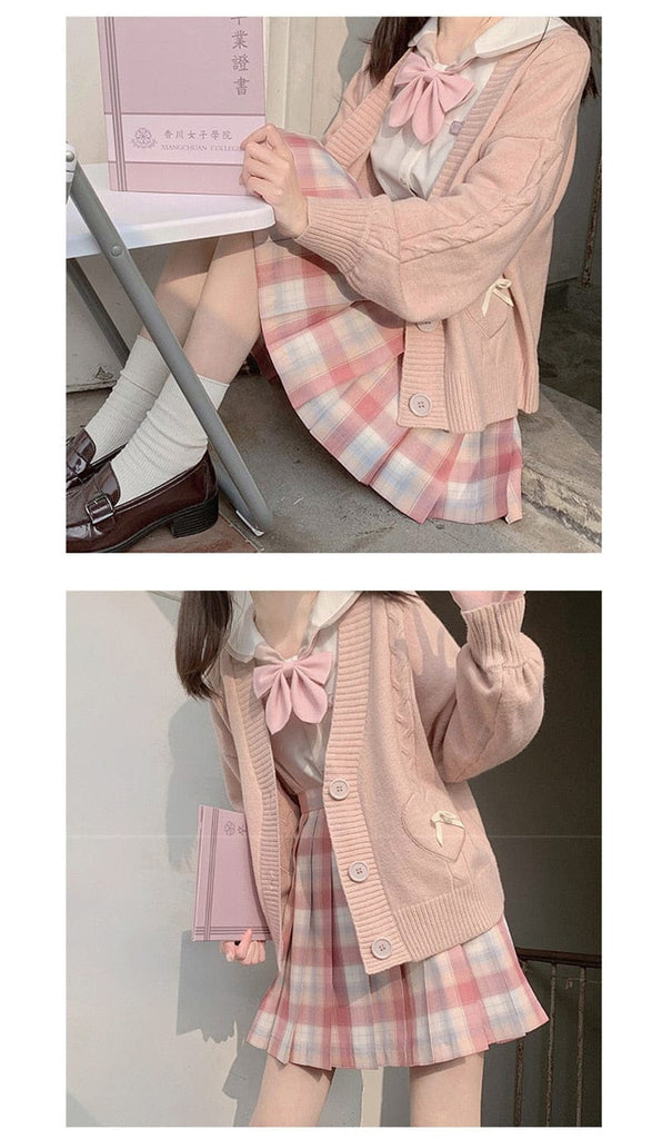 Spring Knit Cute Bow Cardigan Sweater One Size Clothing and Accessories The Kawaii Shoppu