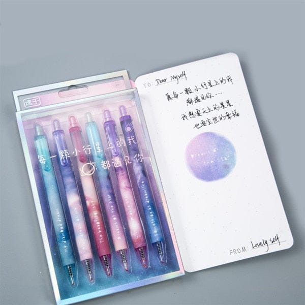Starry Sky Gel Pen 6 Pcs / Set Purple Pens The Kawaii Shoppu