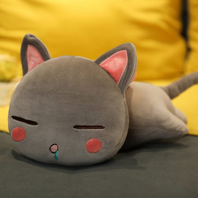 Stormy - Kawaii Kitty Plush 28cm grey close eyes Soft Toy The Kawaii Shoppu