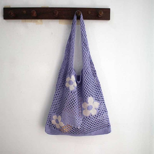 Summer Flower Mesh Tote Shopping Bag Lavender (30cm<Max Length<50cm) Bags The Kawaii Shoppu