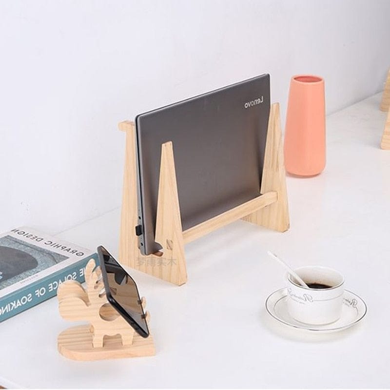 Sweet Minimal Wooden Laptop / Phone Desk Stand Furnishings The Kawaii Shoppu