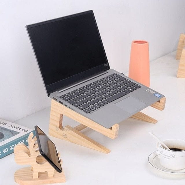 Sweet Minimal Wooden Laptop / Phone Desk Stand Laptop Stand & Phone Holder Furnishings The Kawaii Shoppu