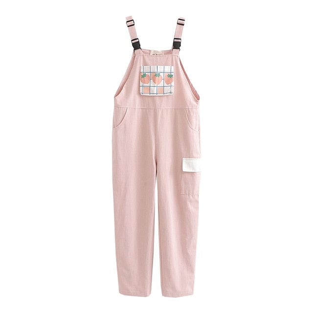 'Sweet Peach' Jump Suit Dungarees M - L Pink pants M Fashion The Kawaii Shoppu