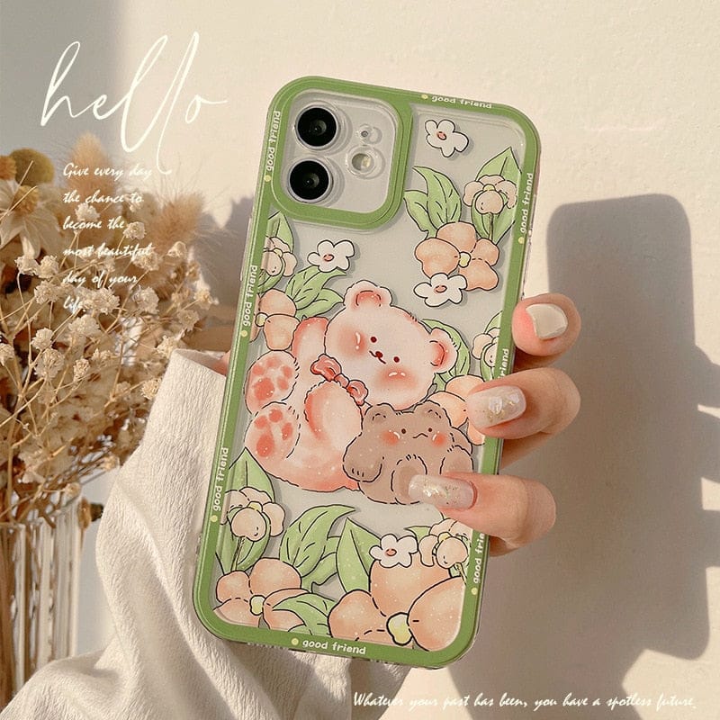 Sweet Retro Garden Bear Friends Phone Case For iPhone for iphone 7 01 Phone Cases & Covers The Kawaii Shoppu