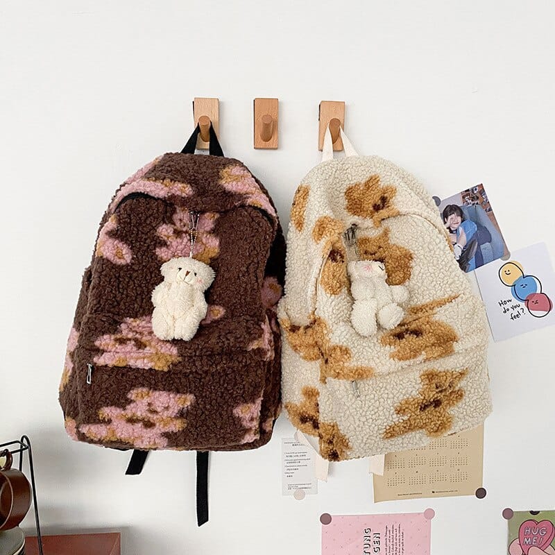 Teddy Bear Fuzzy Backpack Bags The Kawaii Shoppu